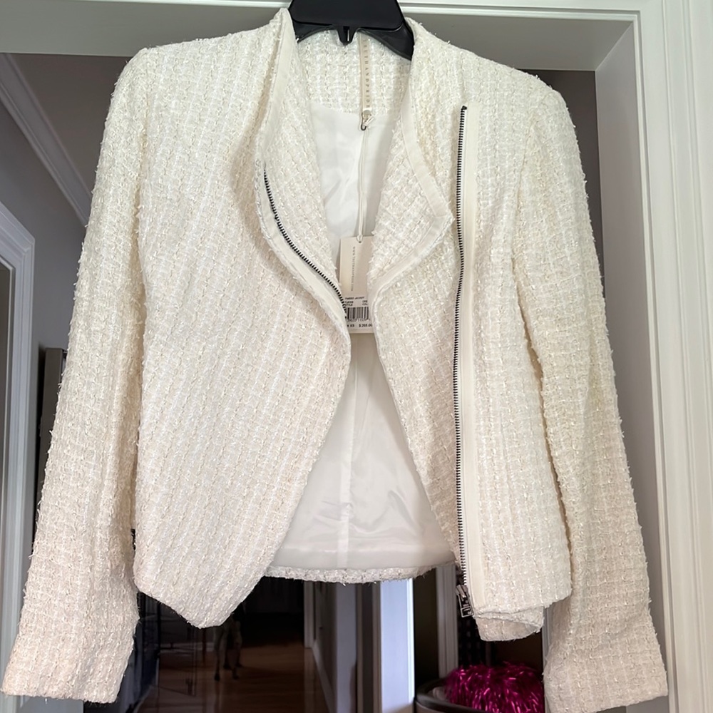 Nordstrom Truth and Pride Tweed Moto Jacket XS Cream NWT
